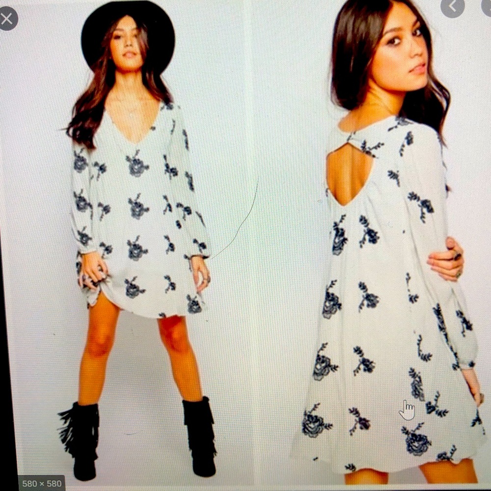 Free People Embroidered Long Sleeve Dress